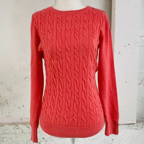 Talbots Lambswool Blend Cable Knit Crew Sweater (size M) - Picture 2 of 8